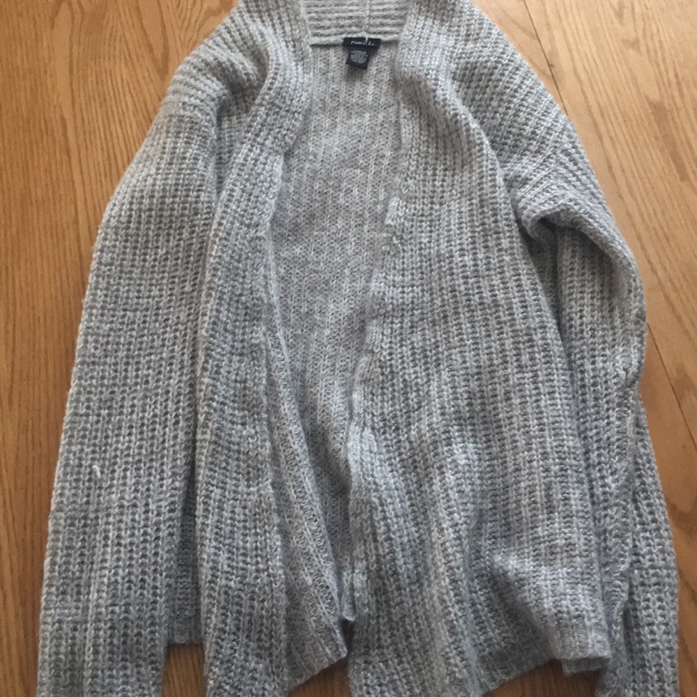 grey cardigan